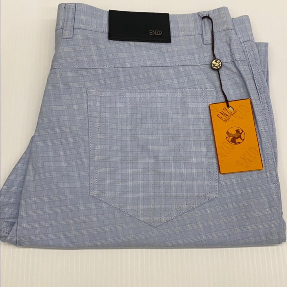 ENZO Light blue patterned casual pant